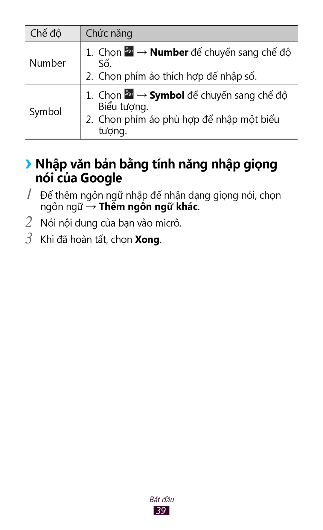 Samsung GT-N7000ZBAXEV, GT-N7000RWAXXV, GT-N7000ZBAXXV manual ››Nhập văn bả̉n bằng tính năng nhập giọng nó́i của Google 