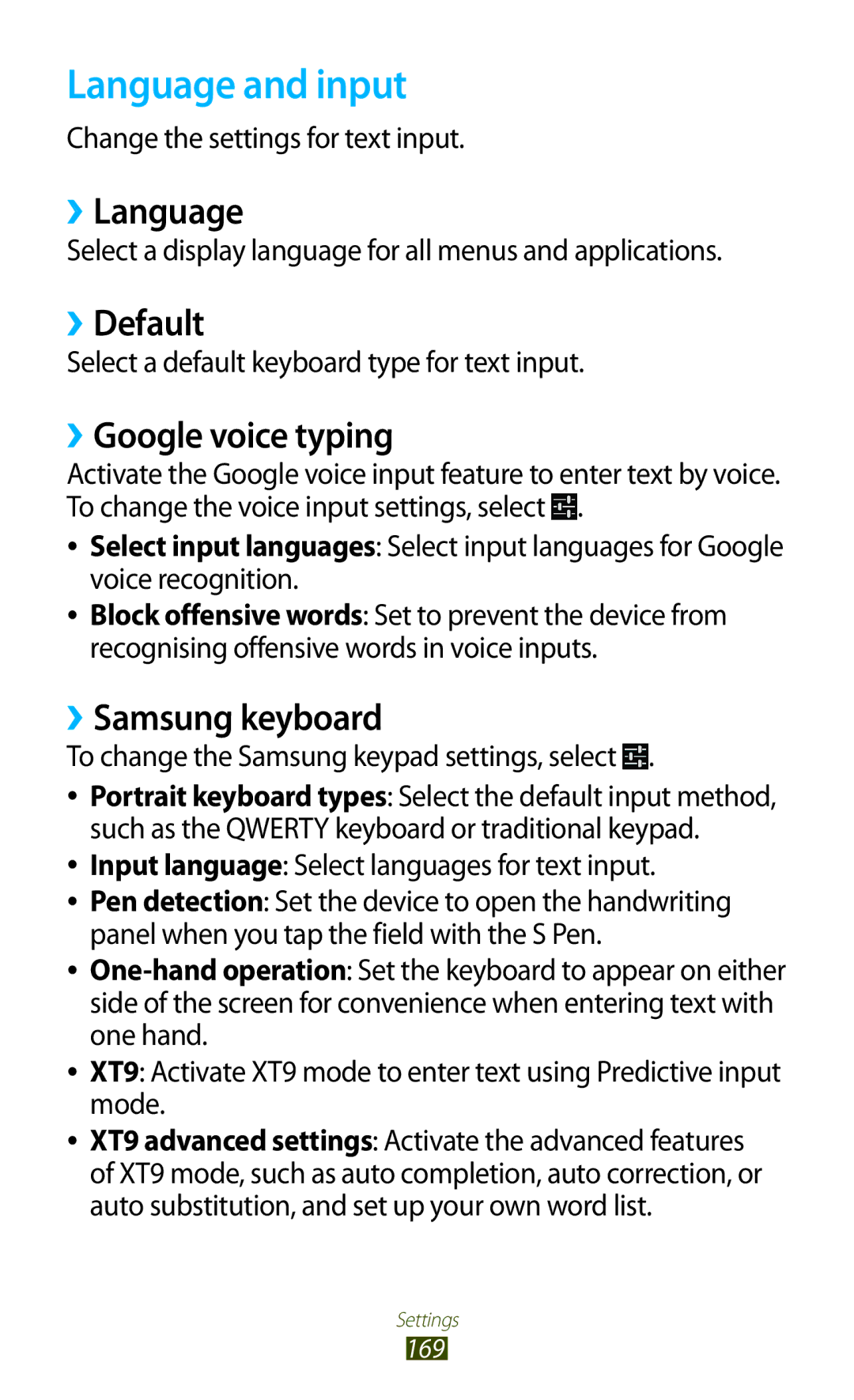 Samsung GT-N7000RWEVIP manual Language and input, ››Language, ››Default, ››Google voice typing, ››Samsung keyboard 