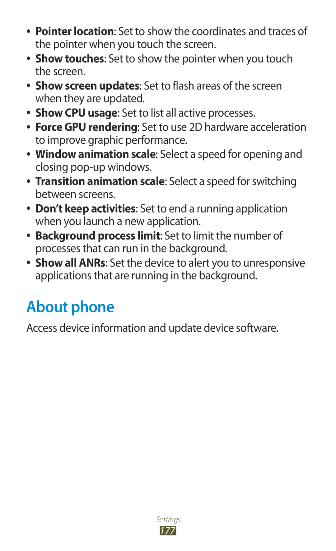 Samsung GT-N7000ZBAO2C, GT-N7000ZBADBT, GT-N7000ZBEDBT About phone, Access device information and update device software 