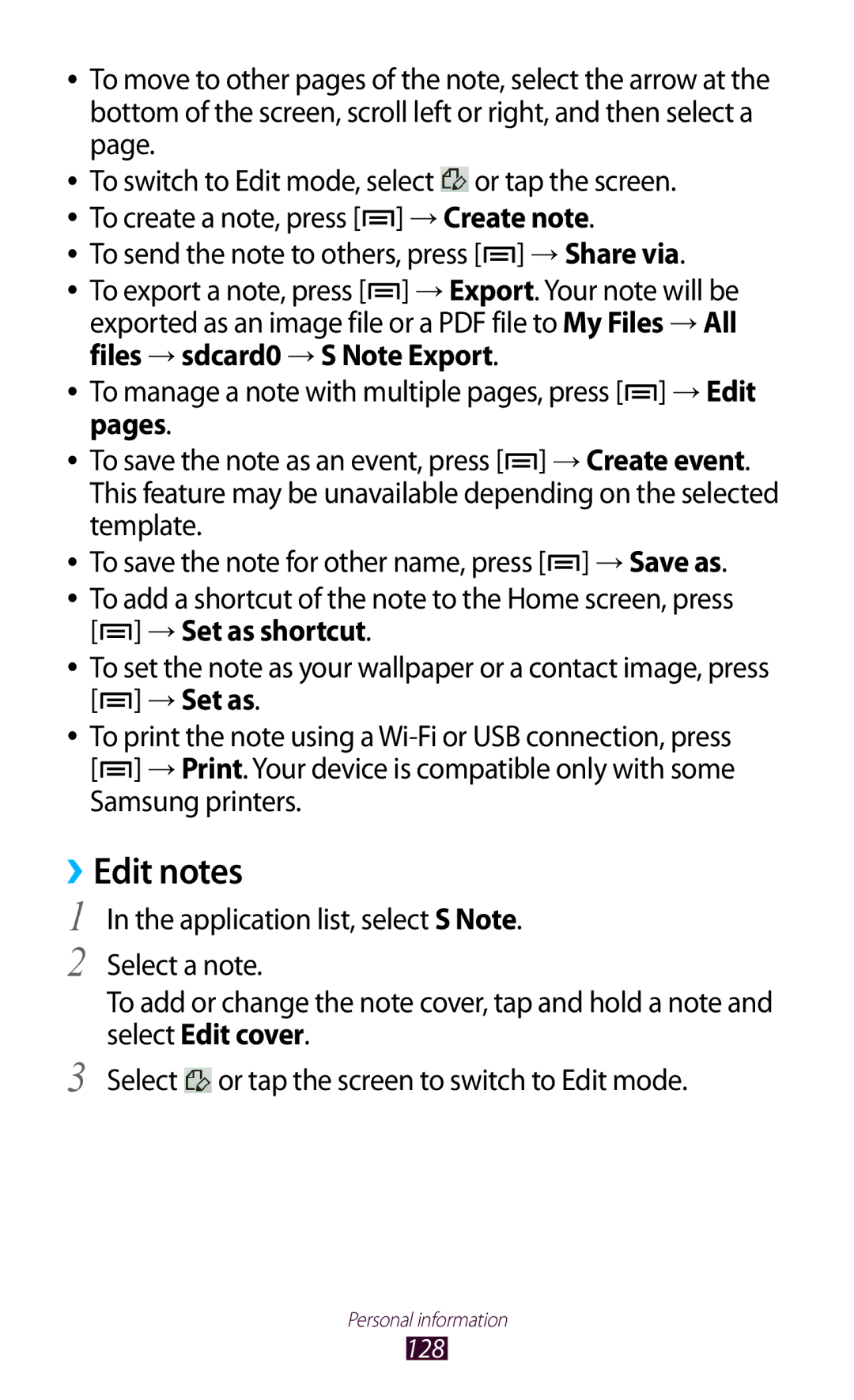 Samsung GT-N7000RWACOS, GT-N7000ZBADBT, GT-N7000ZBEDBT, GT-N7000ZBEATO, GT-N7000RWATUR, GT-N7000RWAMBC manual ››Edit notes 