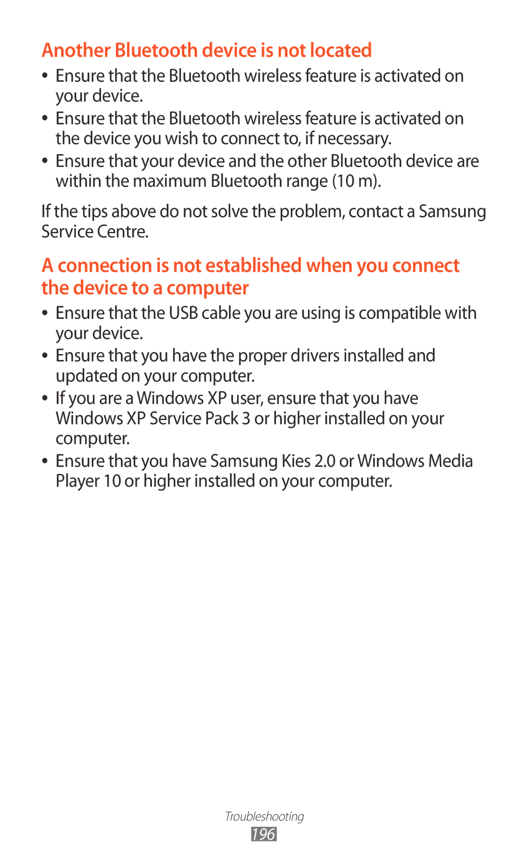 Samsung GT-N7000ZIAFTM, GT-N7000ZBADBT, GT-N7000ZBEDBT, GT-N7000ZBEATO manual Another Bluetooth device is not located 