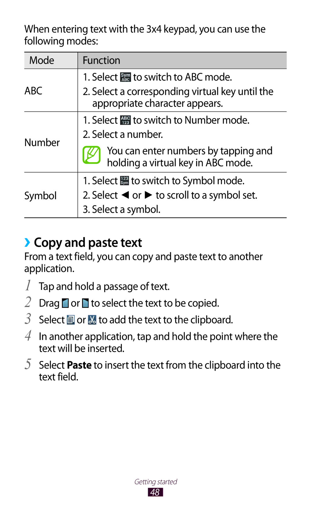 Samsung GT-N7000ZBATIM manual ››Copy and paste text, Appropriate character appears, Holding a virtual key in ABC mode 