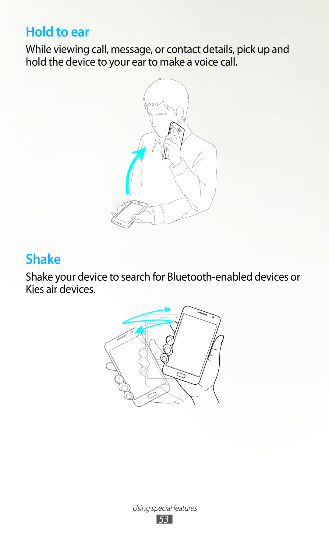 Samsung GT-N7000ZBEPHE, GT-N7000ZBADBT, GT-N7000ZBEDBT, GT-N7000ZBEATO, GT-N7000RWATUR, GT-N7000RWAMBC manual Hold to ear 