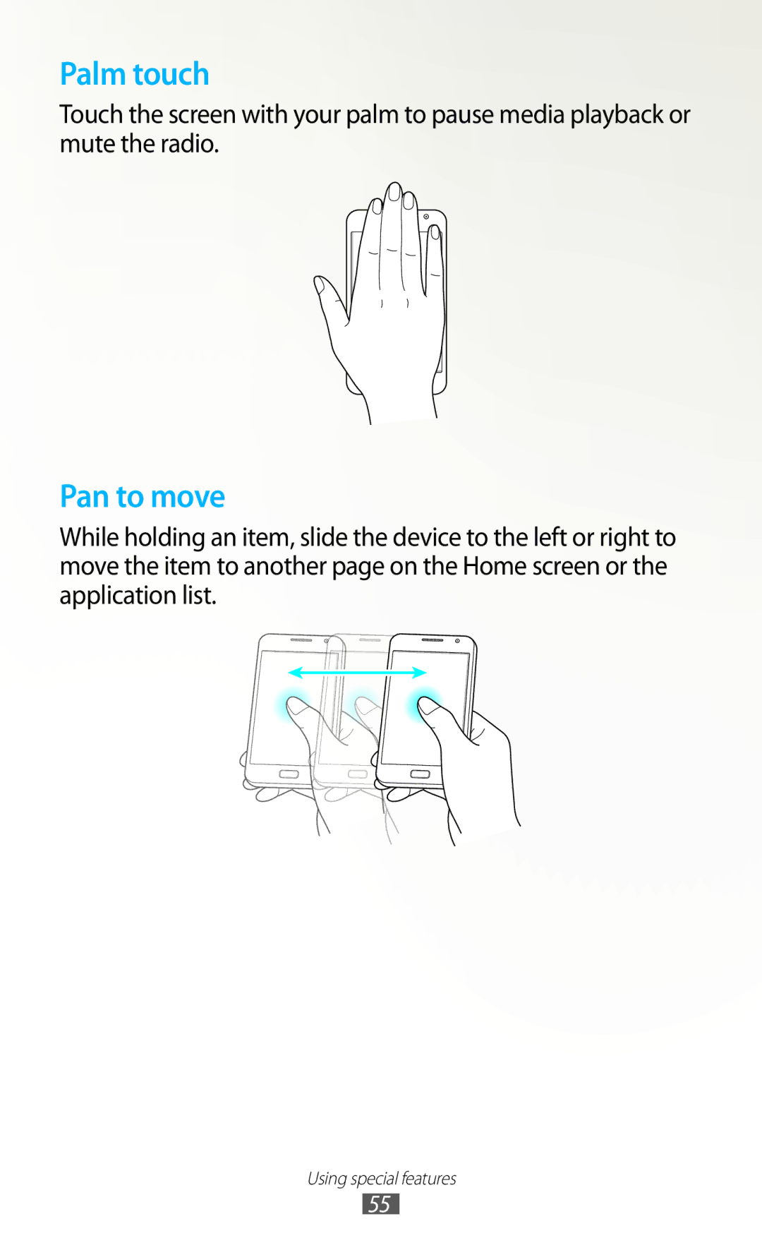 Samsung GT-N7000ZBAXSP, GT-N7000ZBADBT, GT-N7000ZBEDBT, GT-N7000ZBEATO, GT-N7000RWATUR, GT-N7000RWAMBC manual Palm touch 