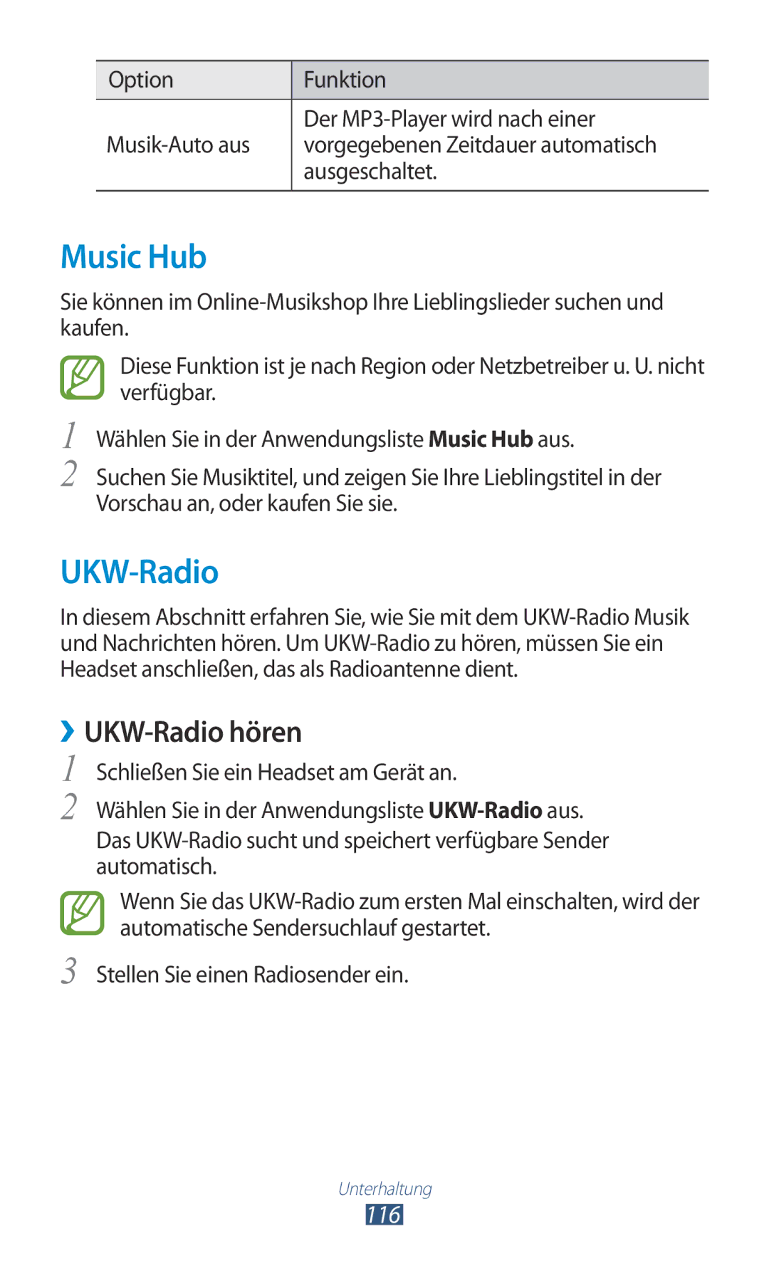 Samsung GT-N7000ZBEDBT, GT-N7000ZBADBT, GT-N7000ZBEATO, GT-N7000RWATUR, GT-N7000RWAMBC Music Hub, ››UKW-Radio hören, 116 