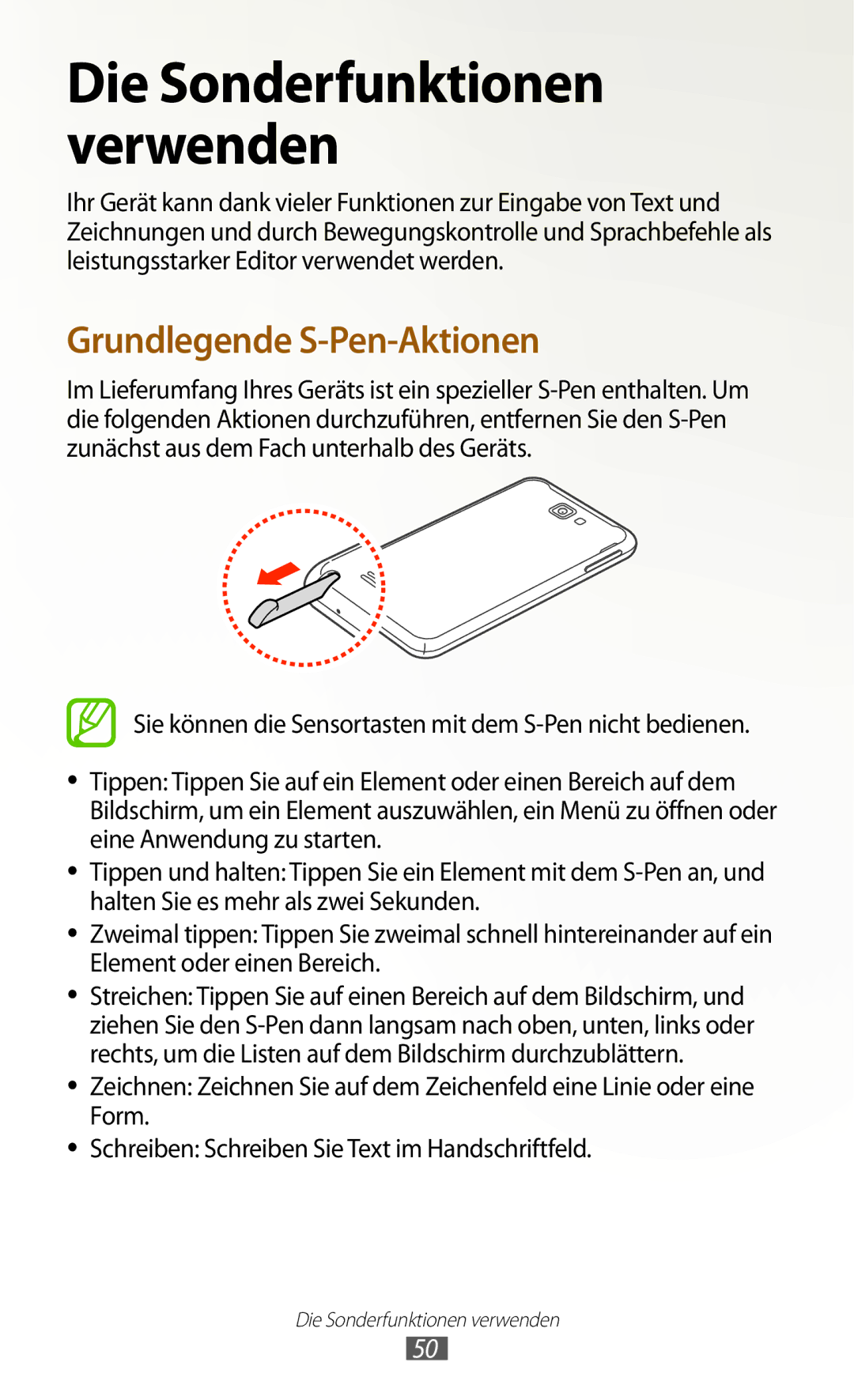 Samsung GT-N7000RWAMBC, GT-N7000ZBADBT, GT-N7000ZBEDBT, GT-N7000ZBEATO, GT-N7000RWATUR manual Die Sonderfunktionen verwenden 