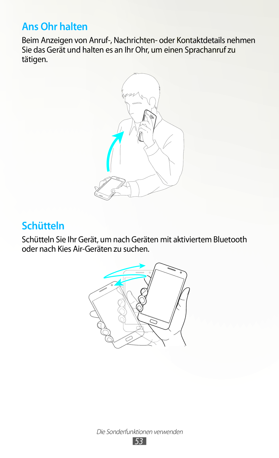 Samsung GT-N7000RWAATO, GT-N7000ZBADBT, GT-N7000ZBEDBT, GT-N7000ZBEATO, GT-N7000RWATUR, GT-N7000RWAMBC manual Ans Ohr halten 