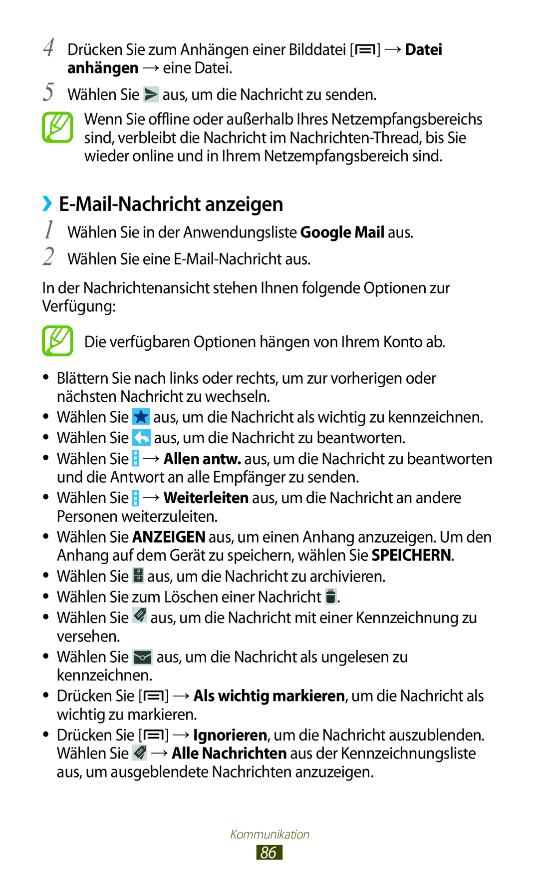 Samsung GT-N7000ZBAVD2, GT-N7000ZBADBT, GT-N7000ZBEDBT, GT-N7000ZBEATO, GT-N7000RWATUR manual ››E-Mail-Nachricht anzeigen 