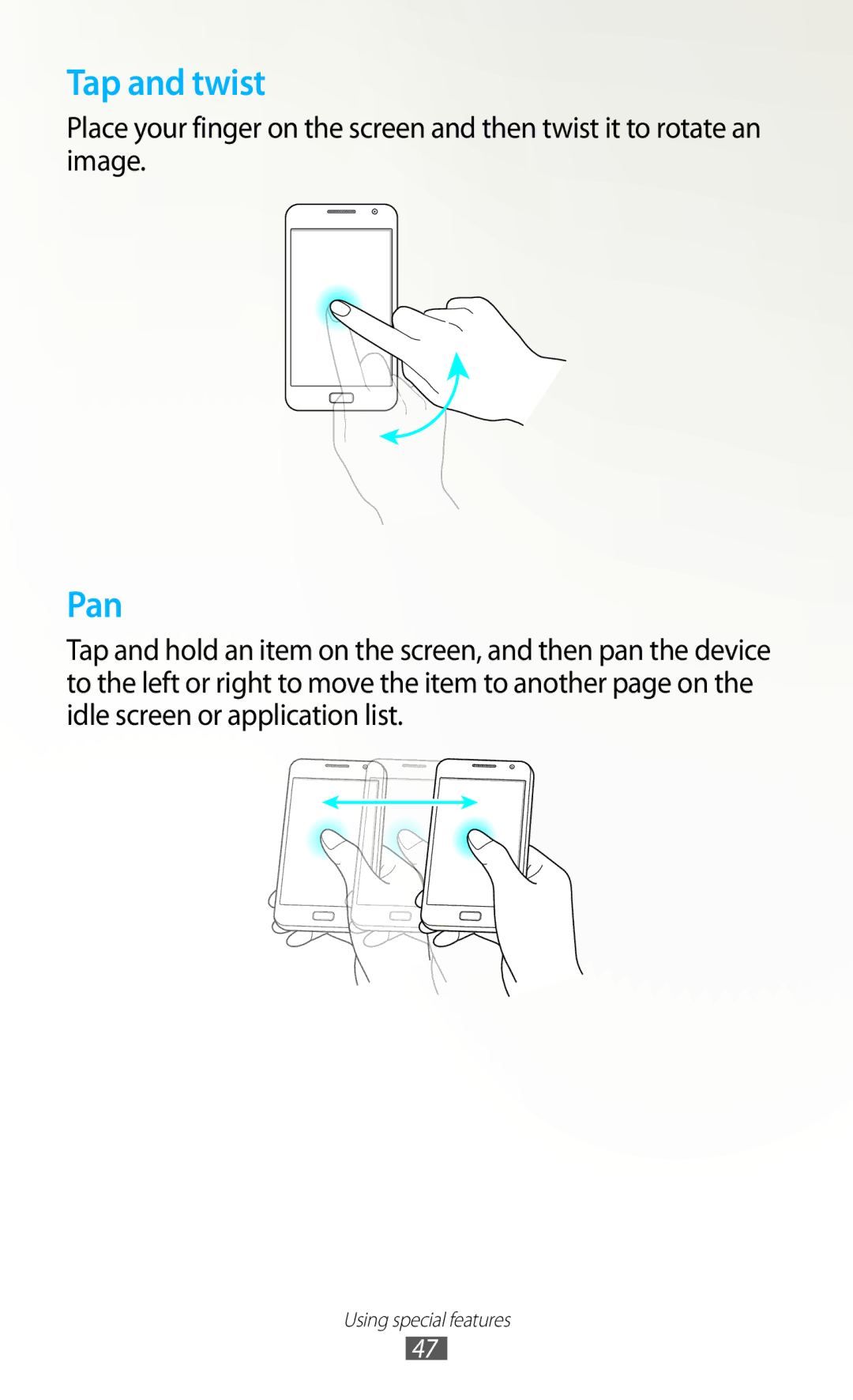 Samsung GT-N7000ZBADBT user manual Tap and twist 