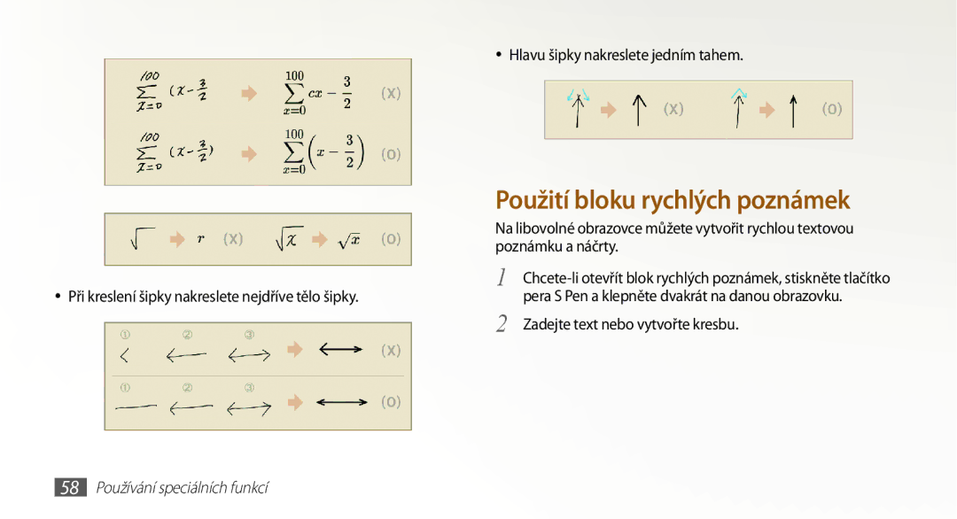 Samsung GT-N7000RWAXSK, GT-N7000ZBAEUR manual Hlavu šipky nakreslete jedním tahem, Zadejte text nebo vytvořte kresbu 
