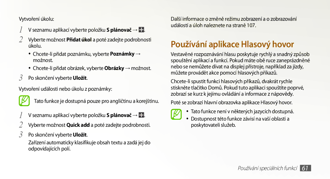 Samsung GT-N7000ZBAXEZ Vytvoření úkolu, Úkolu, Možnost, Vytvoření události nebo úkolu z poznámky, Odpovídajících polí 