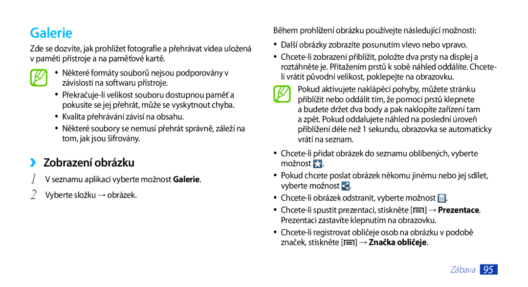 Samsung GT-N7000ZBAMAX, GT-N7000ZBAEUR, GT-N7000ZBAXEZ manual Galerie, ››Zobrazení obrázku, Vyberte složku → obrázek 