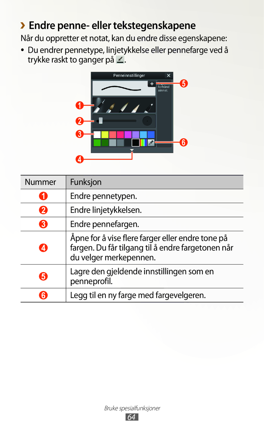 Samsung GT-N7000ZBENEE, GT-N7000ZBANEE, GT-N7000ZIANEE, GT-N7000RWANEE manual ››Endre penne- eller tekstegenskapene 