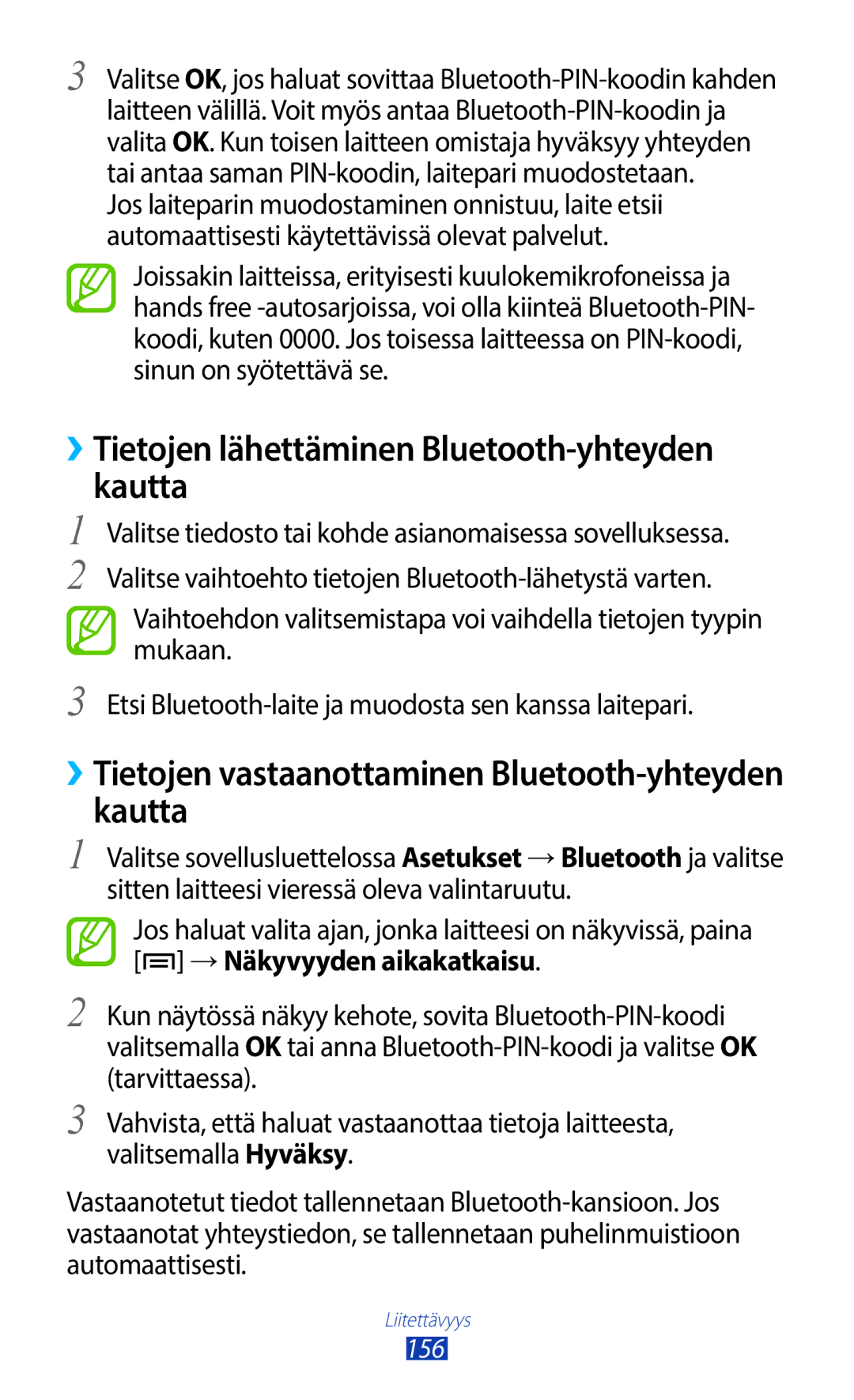 Samsung GT-N7000ZBENEE, GT-N7000ZBANEE, GT-N7000ZIANEE, GT-N7000RWANEE ››Tietojen lähettäminen Bluetooth-yhteyden kautta 