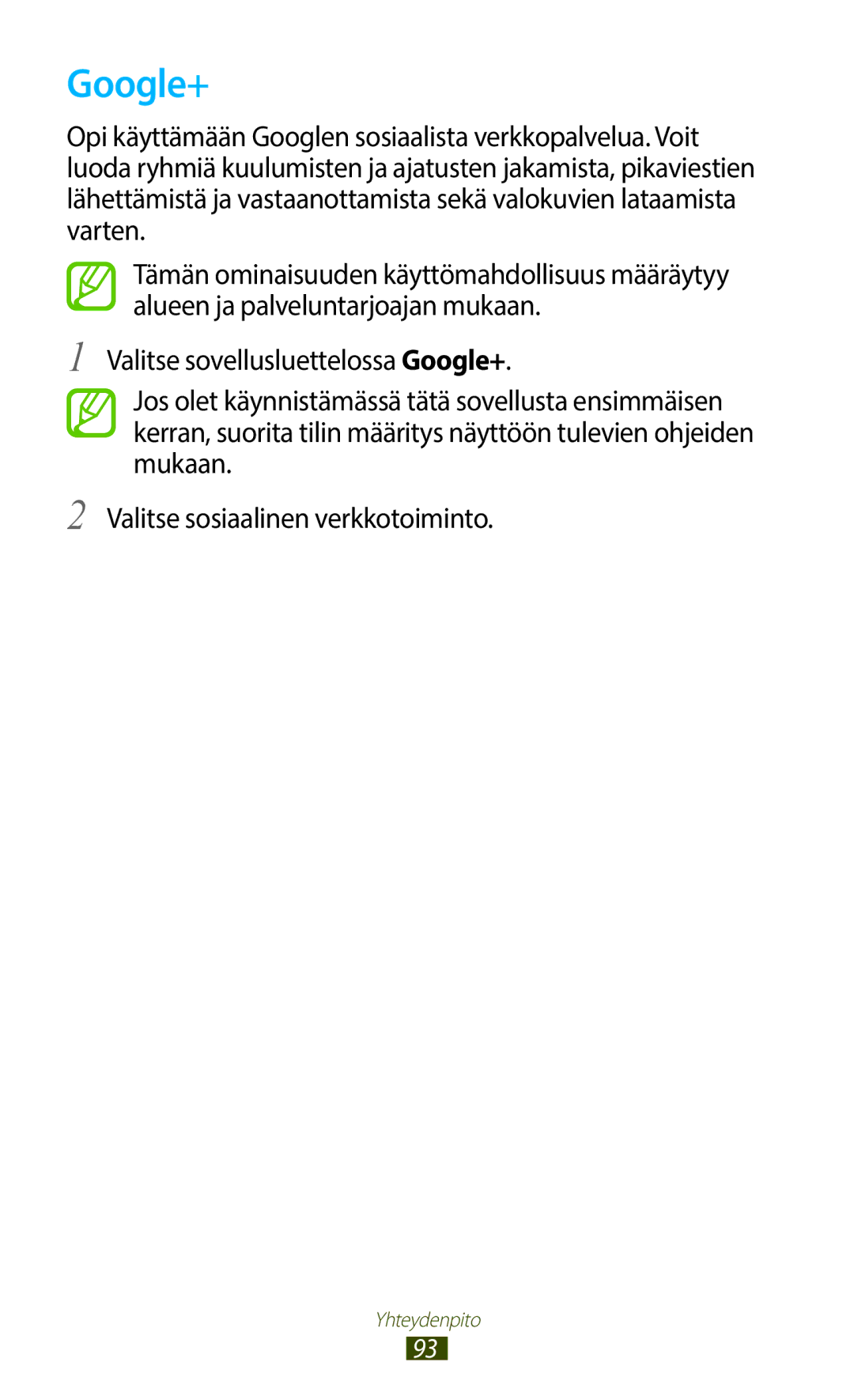 Samsung GT-N7000ZBANEE, GT-N7000ZBENEE, GT-N7000ZIANEE, GT-N7000RWANEE manual Google+ 