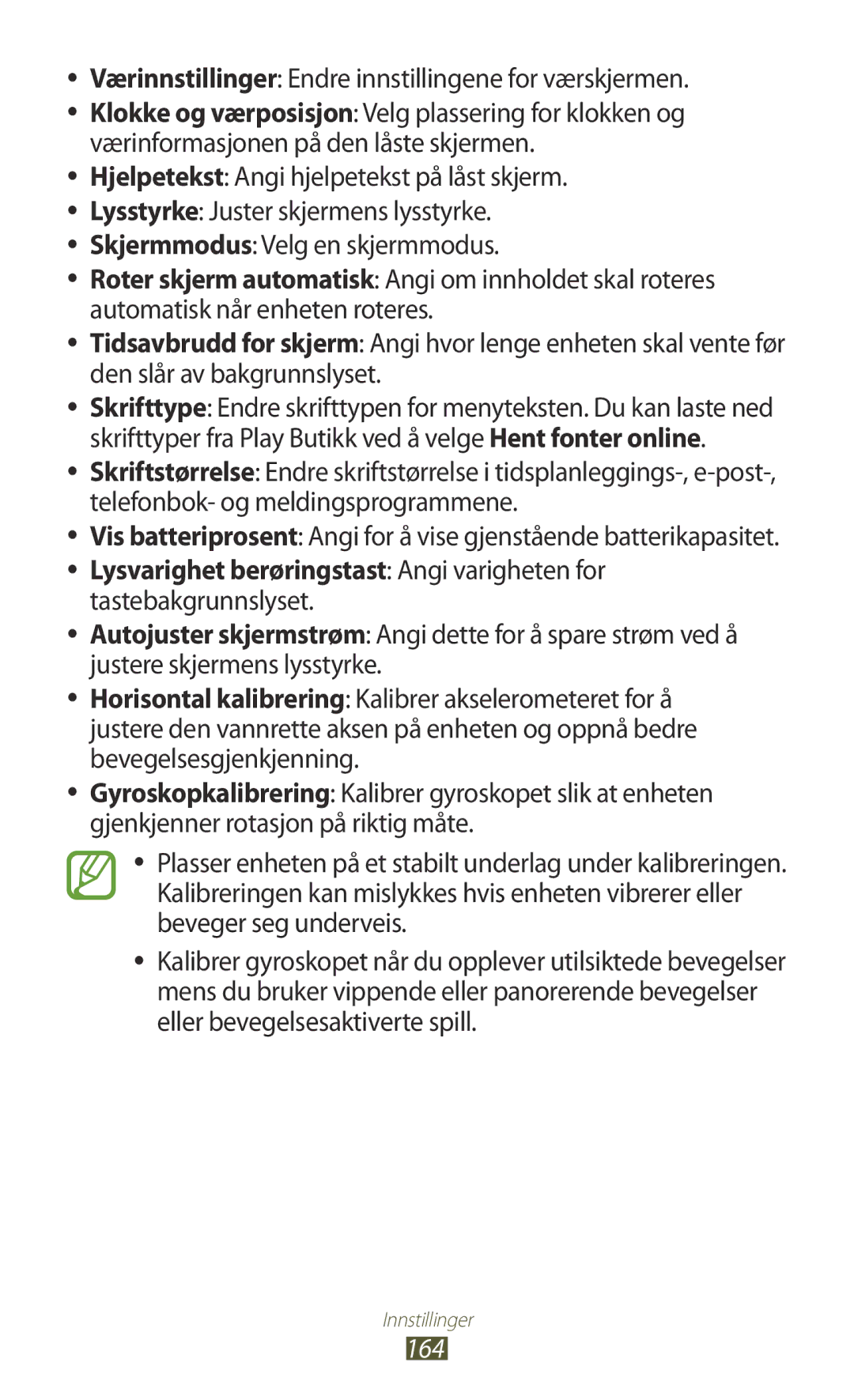 Samsung GT-N7000ZBENEE, GT-N7000ZBANEE, GT-N7000ZIANEE manual Værinnstillinger Endre innstillingene for værskjermen, 164 
