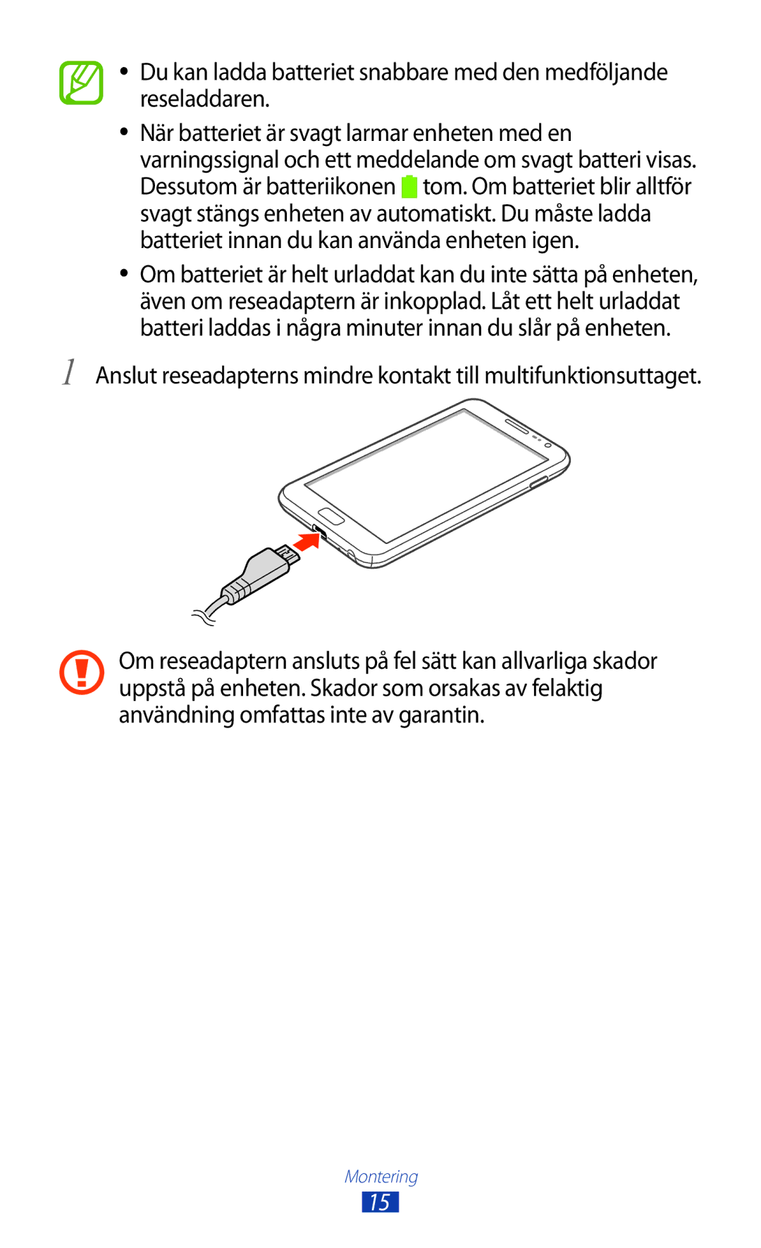 Samsung GT-N7000RWANEE, GT-N7000ZBENEE, GT-N7000ZBANEE, GT-N7000ZIANEE manual Montering 