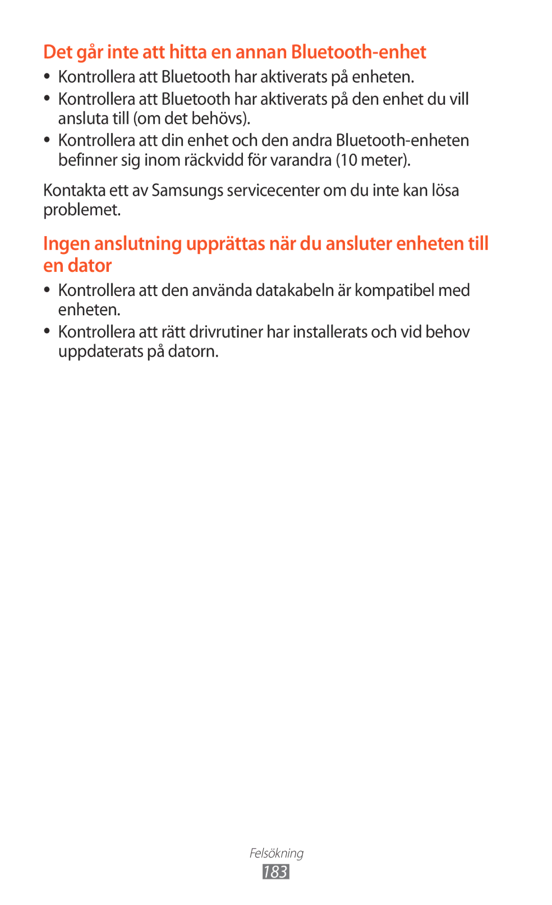 Samsung GT-N7000RWANEE, GT-N7000ZBENEE, GT-N7000ZBANEE, GT-N7000ZIANEE Det går inte att hitta en annan Bluetooth-enhet, 183 