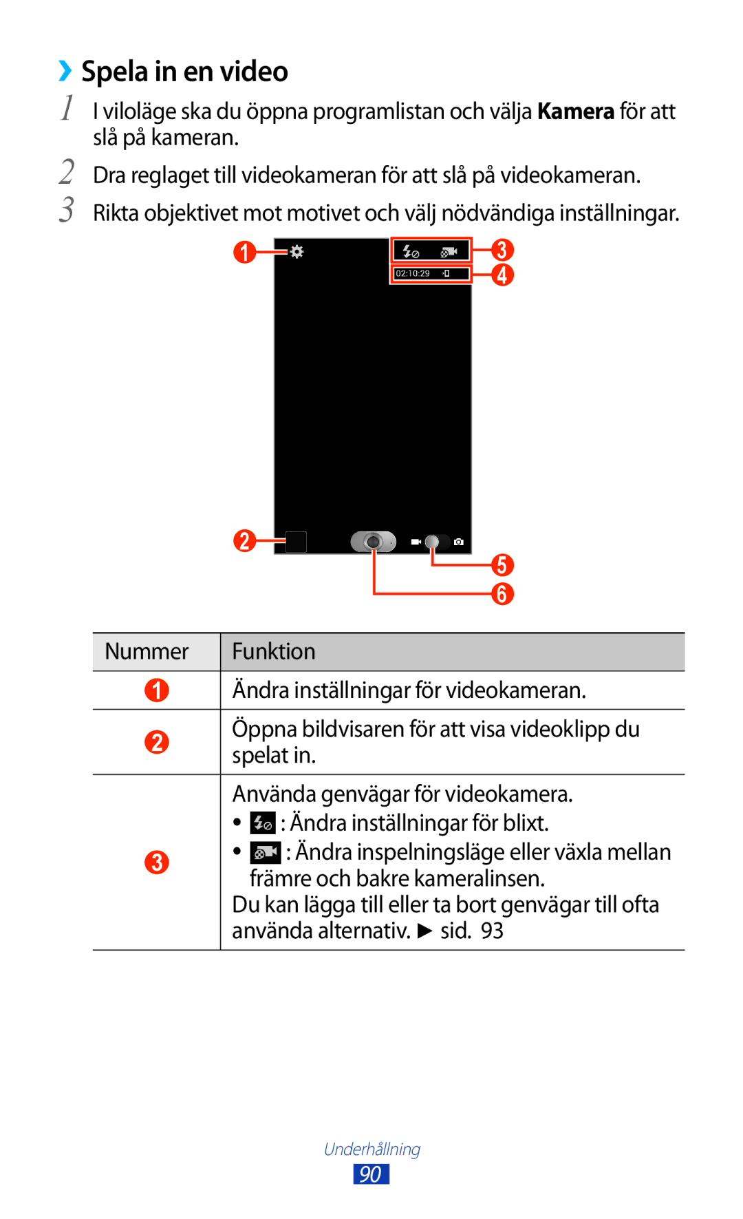 Samsung GT-N7000ZIANEE, GT-N7000ZBENEE, GT-N7000ZBANEE, GT-N7000RWANEE manual ››Spela in en video 