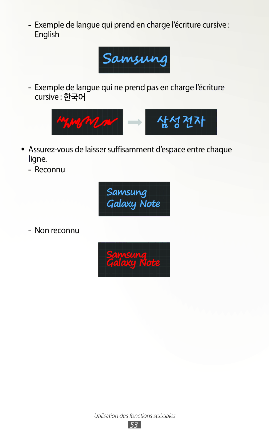 Samsung GT-N7000ZBEFTM, GT-N7000ZIABOG, GT-N7000ZBAFTM, GT-N7000RWASFR, GT-N7000ZIAXEF Utilisation des fonctions spéciales 