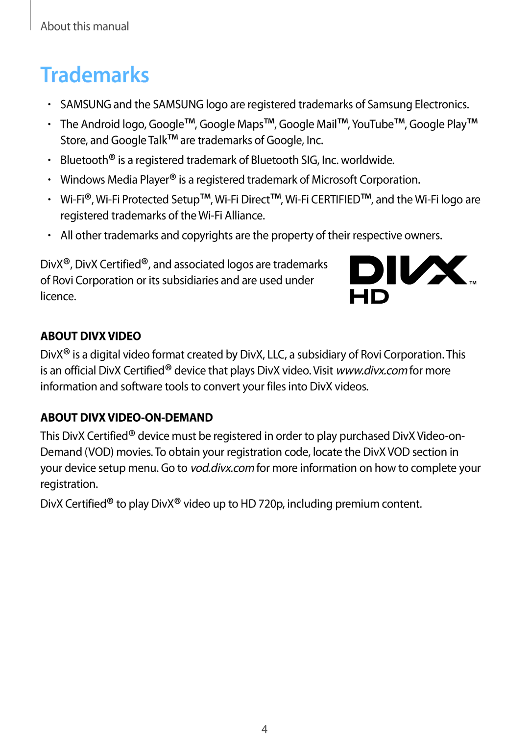 Samsung GT-N7100 user manual Trademarks 