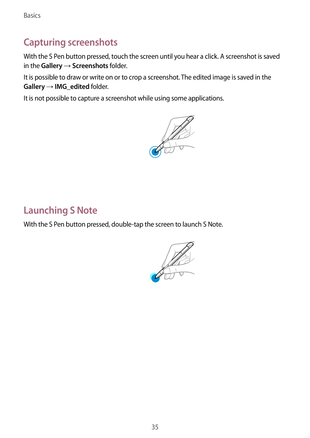 Samsung GT-N7100 user manual Capturing screenshots, Launching S Note 