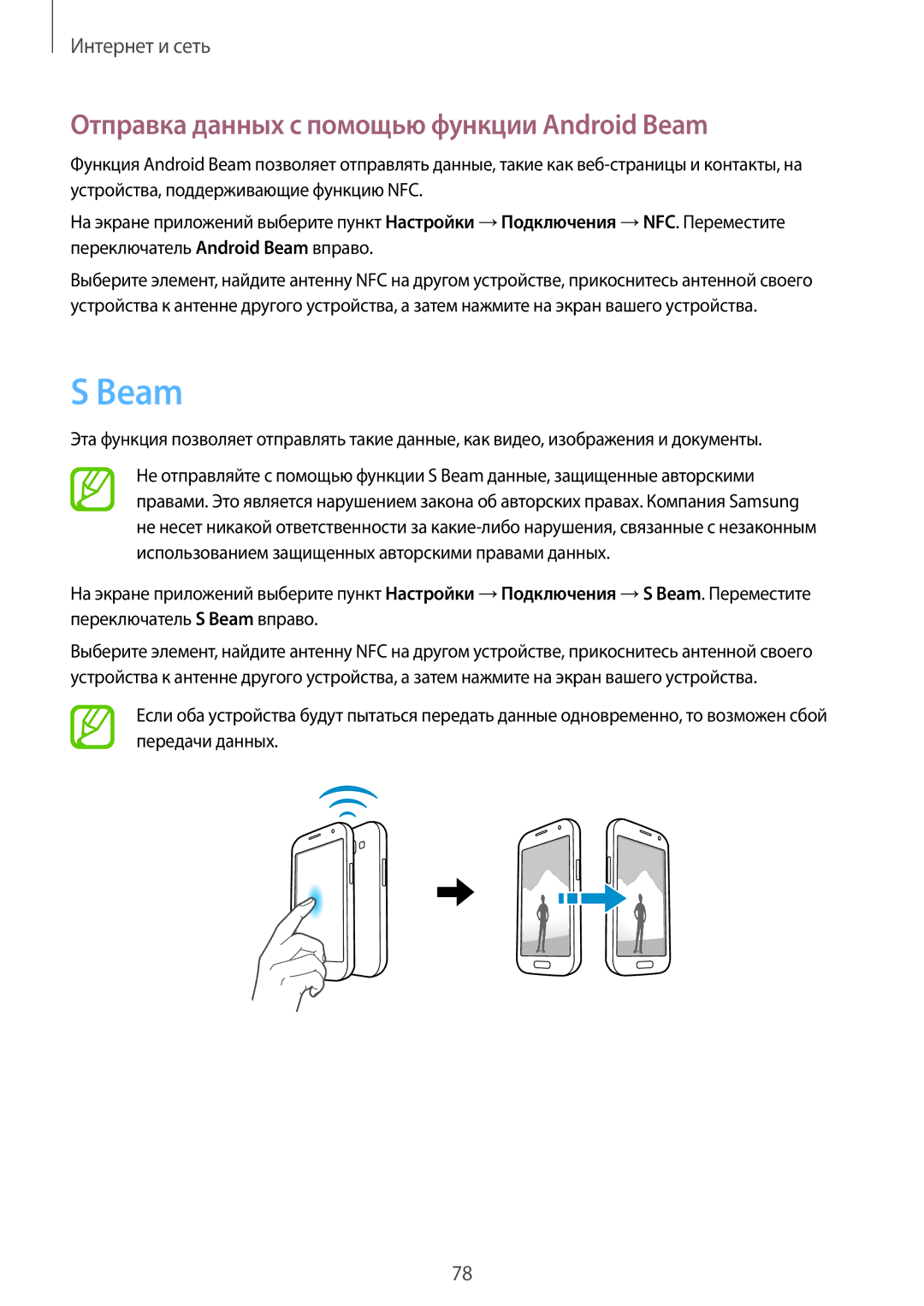 Samsung GT-N7100RWASER, GT-N7100RWDMBC, GT-N7100TADMBC, GT-N7100RWDSEB Отправка данных с помощью функции Android Beam 