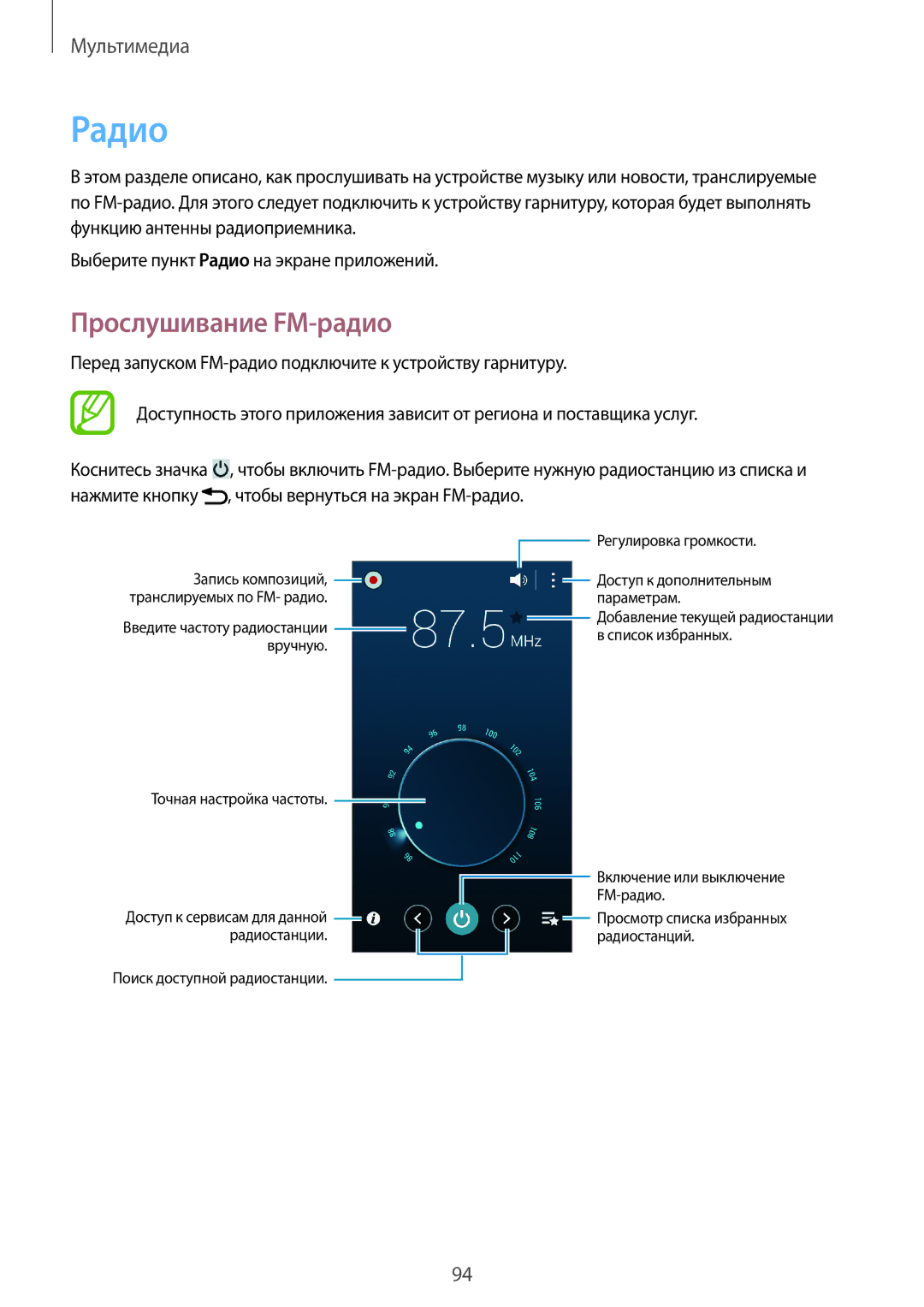 Samsung GT-N7100RWASER, GT-N7100RWDMBC, GT-N7100TADMBC, GT-N7100RWDSEB, GT-N7100TADSEB manual Радио, Прослушивание FM-радио 