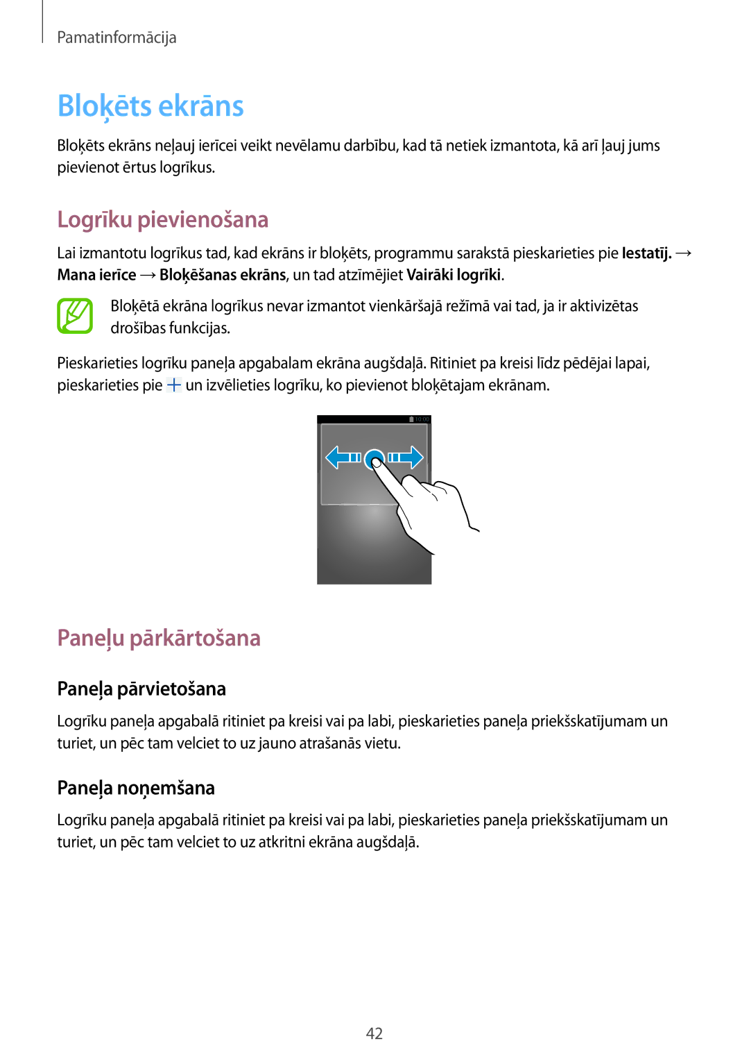 Samsung GT-N7100RWDSEB, GT-N7100TADSEB manual Bloķēts ekrāns, Logrīku pievienošana 