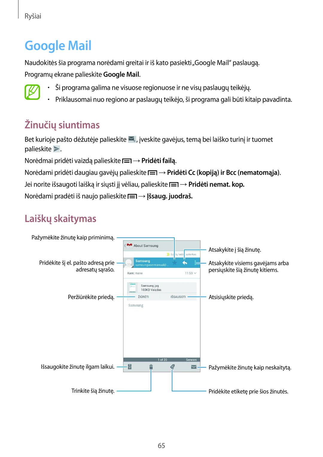 Samsung GT-N7100TADSEB, GT-N7100RWDSEB manual Google Mail 