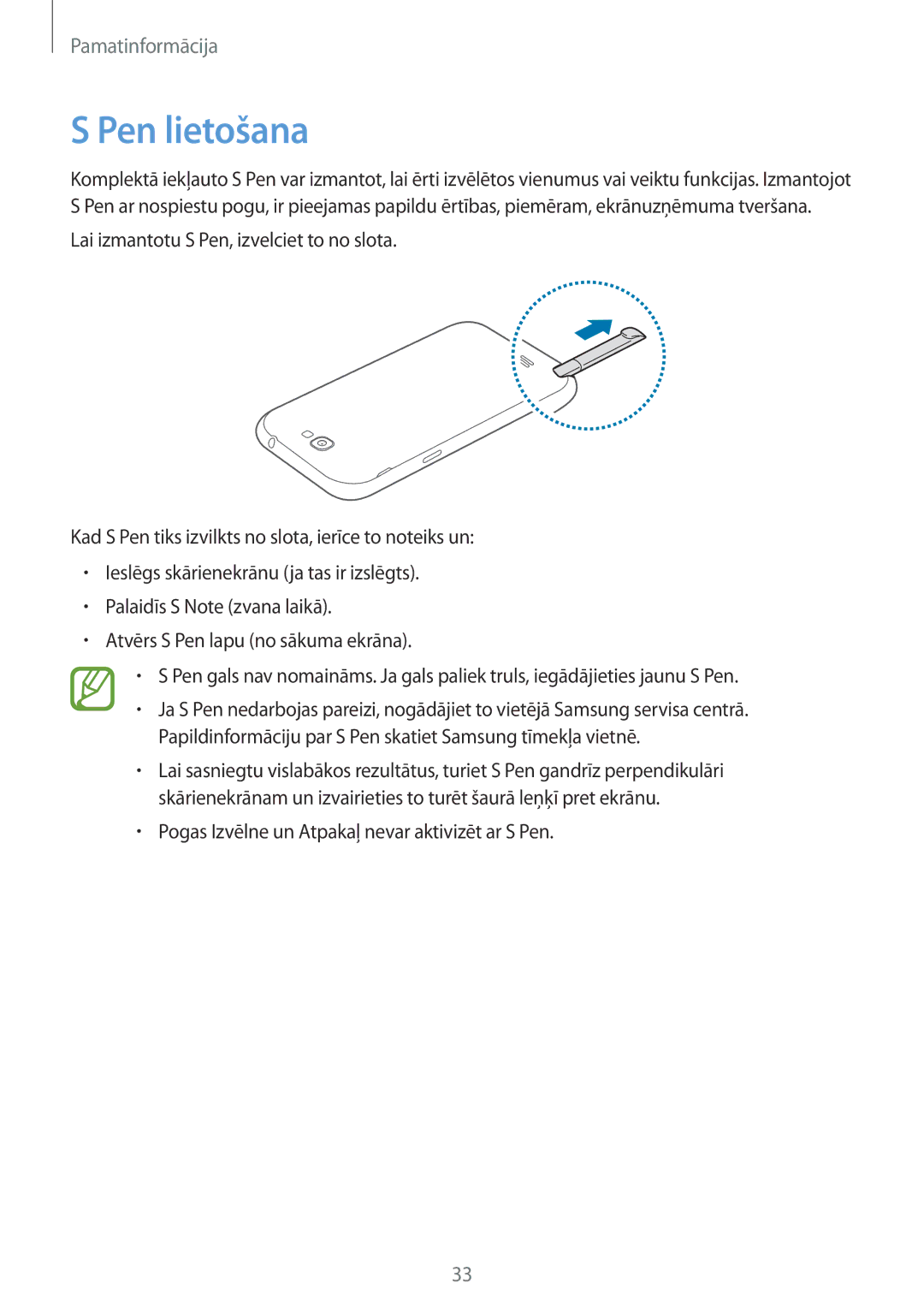 Samsung GT-N7100TADSEB, GT-N7100RWDSEB manual Pen lietošana 