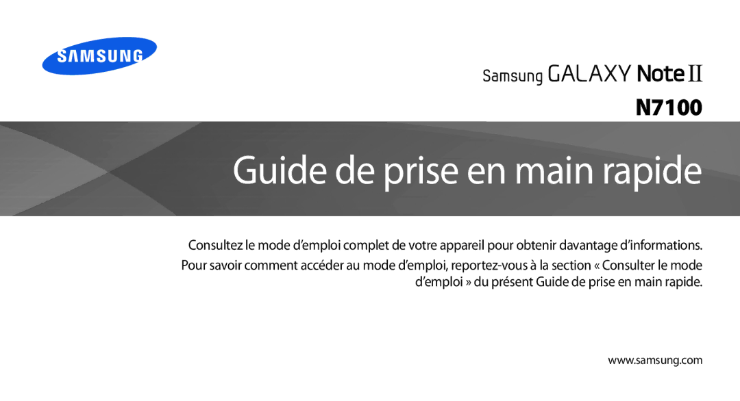 Samsung GT-N7100VSDXEF, GT-N7100RWDSFR, GT-N7100VSDSFR, GT-N7100VSASFR, GT-N7100TADSFR manual Guide de prise en main rapide 