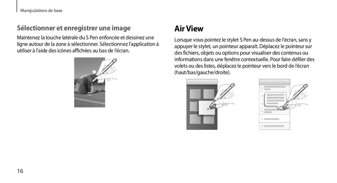 Samsung GT-N7100RWASFR, GT-N7100RWDSFR, GT-N7100VSDXEF, GT-N7100VSDSFR manual Air View, Sélectionner et enregistrer une image 
