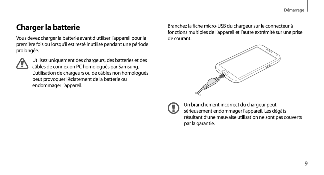 Samsung GT-N7100VSDBOG, GT-N7100RWDSFR, GT-N7100VSDXEF, GT-N7100VSDSFR, GT-N7100VSASFR, GT-N7100TADSFR Charger la batterie 