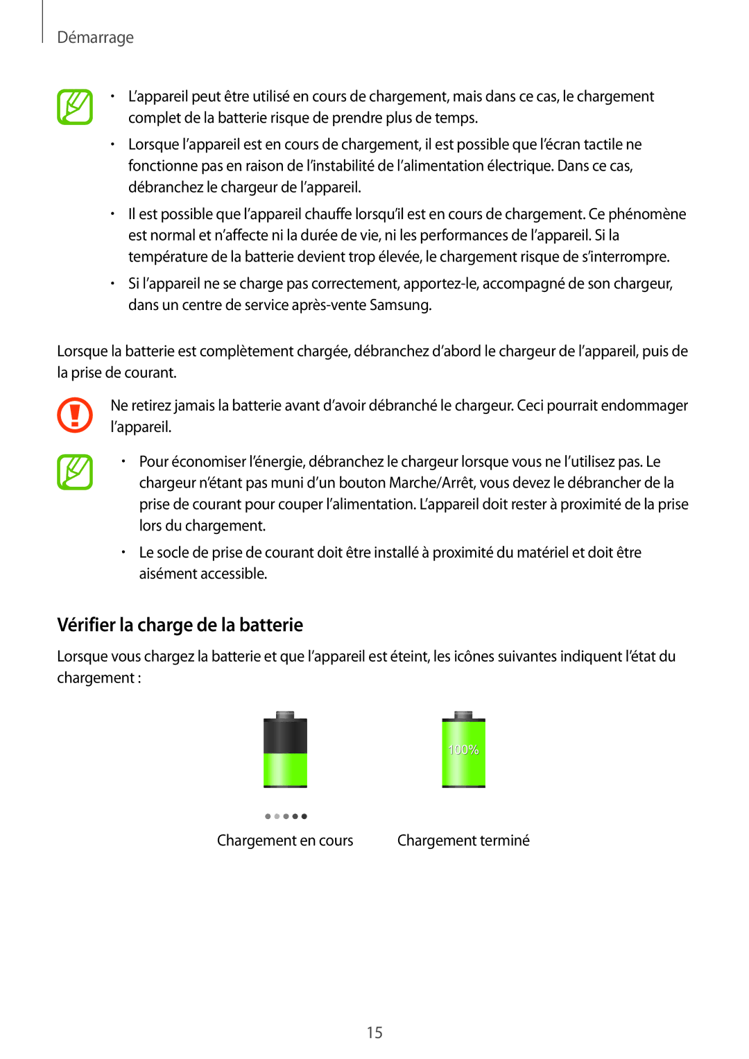 Samsung GT-N7100RWDFTM, GT-N7100RWDSFR, GT-N7100VSDXEF, GT-N7100VSDSFR, GT-N7100VSASFR manual Vérifier la charge de la batterie 