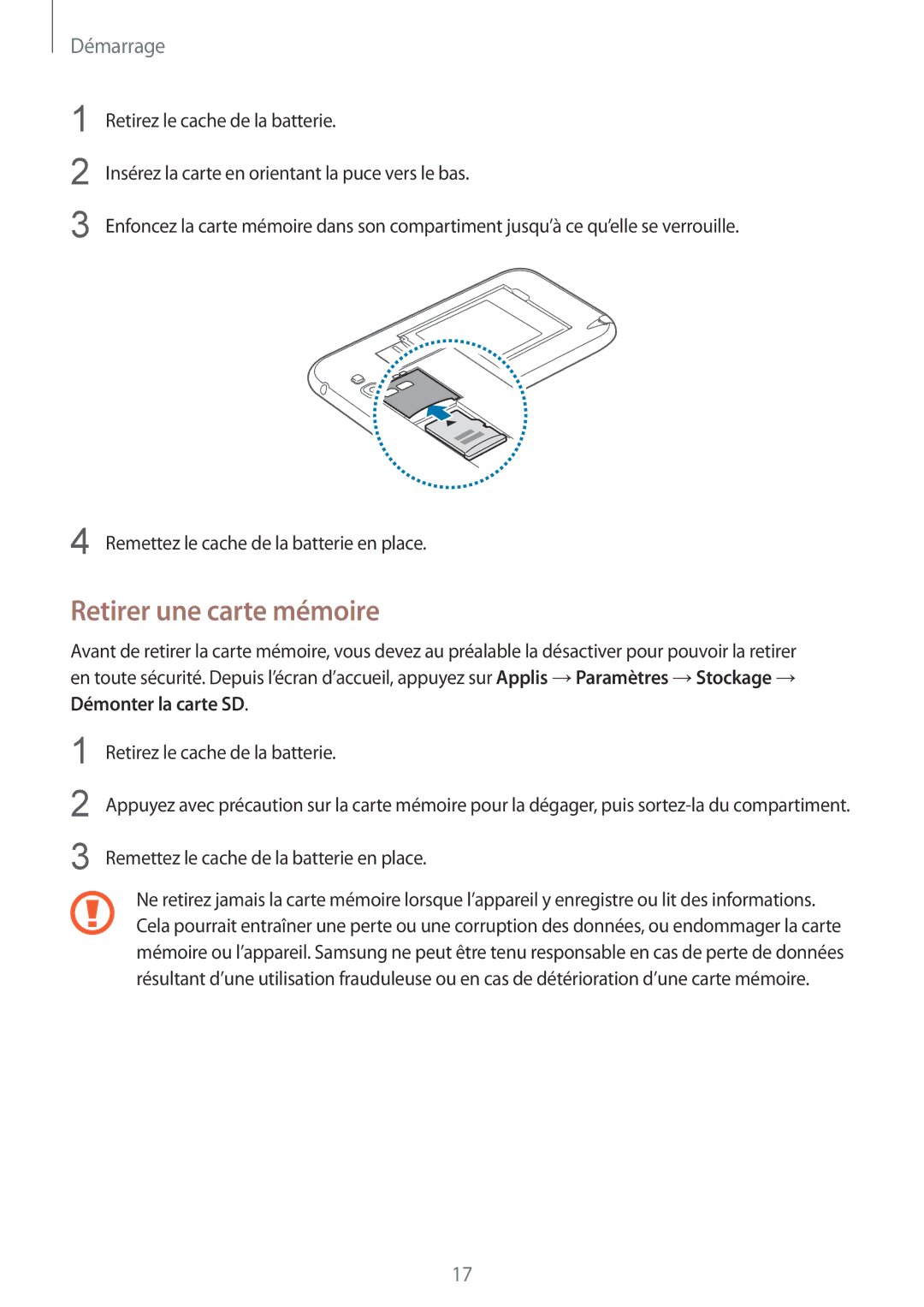 Samsung GT-N7100VSAXEF, GT-N7100RWDSFR, GT-N7100VSDXEF, GT-N7100VSDSFR, GT-N7100VSASFR manual Retirer une carte mémoire 