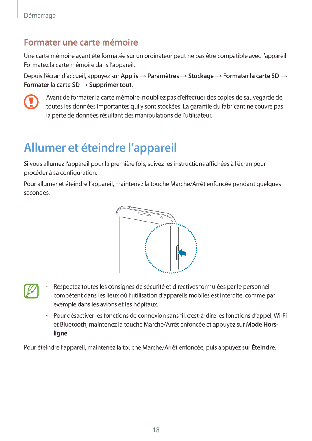 Samsung GT-N7100VSAFTM, GT-N7100RWDSFR, GT-N7100VSDXEF manual Allumer et éteindre l’appareil, Formater une carte mémoire 