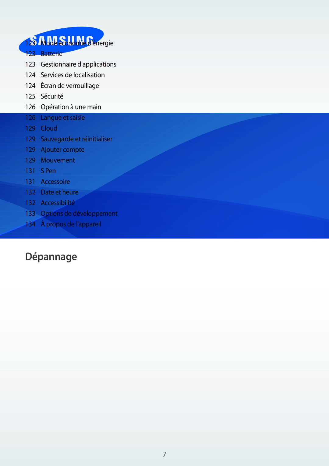 Samsung GT-N7100RWABOG, GT-N7100RWDSFR, GT-N7100VSDXEF, GT-N7100VSDSFR, GT-N7100VSASFR, GT-N7100TADSFR manual Dépannage 