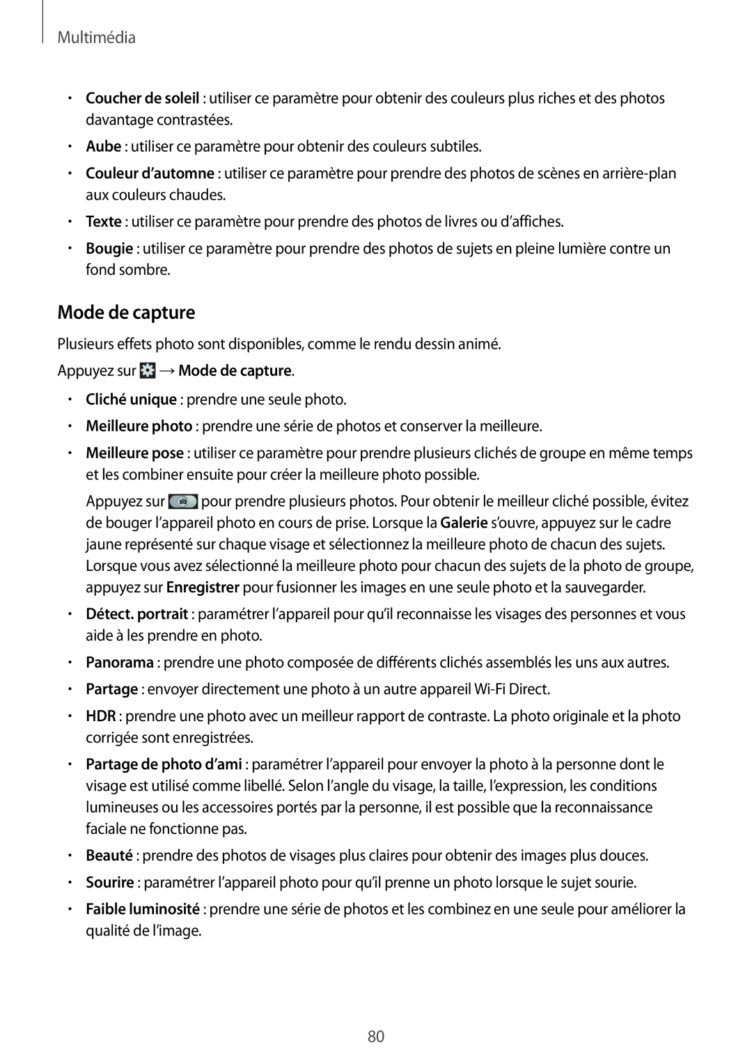 Samsung GT-N7100TAXXEF, GT-N7100RWDSFR, GT-N7100VSDXEF, GT-N7100VSDSFR, GT-N7100VSASFR manual Appuyez sur →Mode de capture 