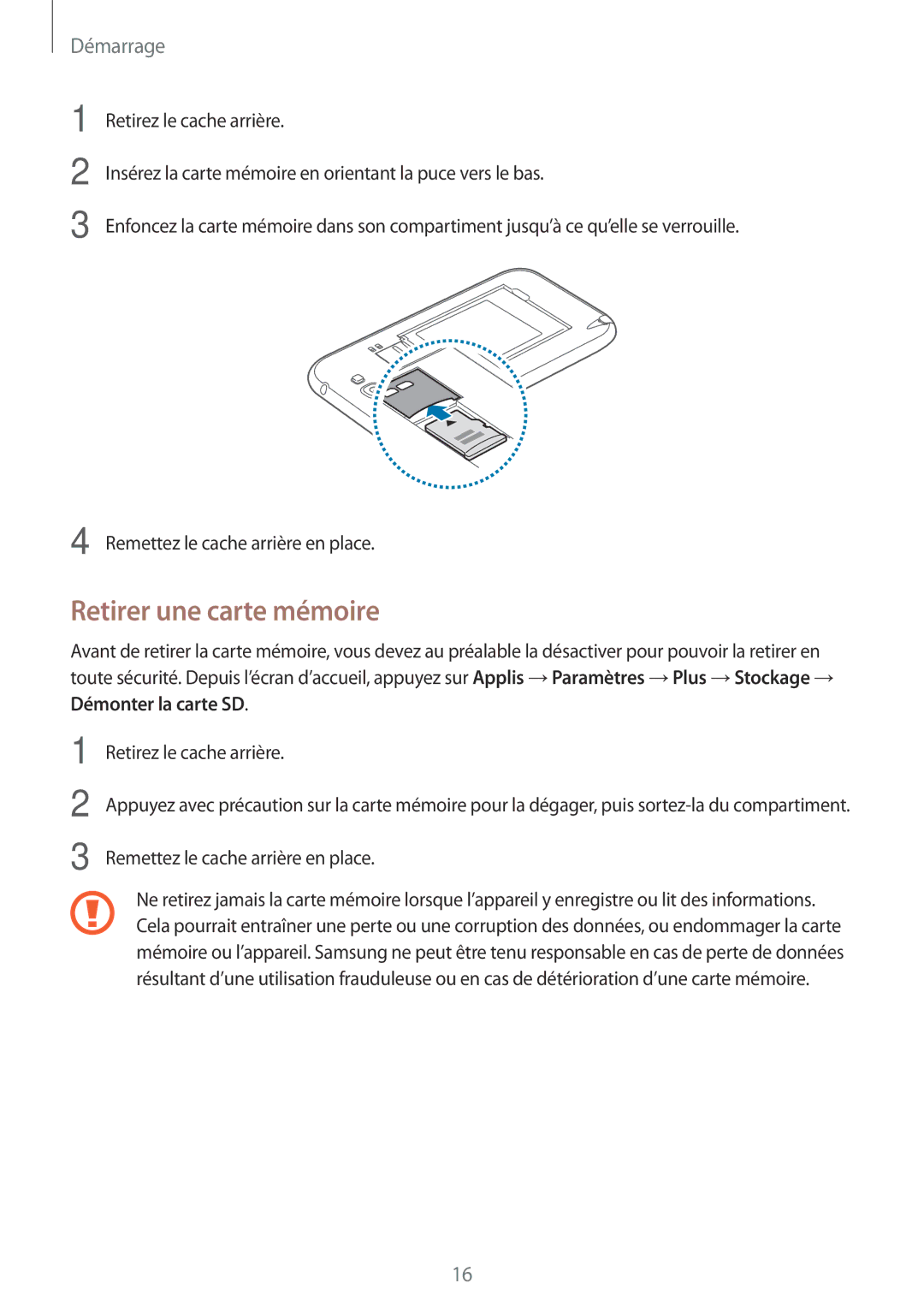 Samsung GT-N7100RWASFR, GT-N7100RWDSFR, GT-N7100VSDXEF, GT-N7100VSDSFR, GT-N7100VSASFR manual Retirer une carte mémoire 