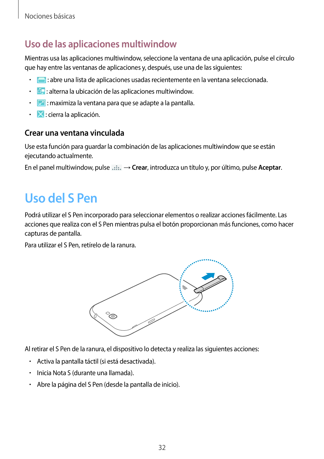 Samsung GT-N7100RWDSEB, GT-N7100RWDTPH Uso del S Pen, Uso de las aplicaciones multiwindow, Crear una ventana vinculada 