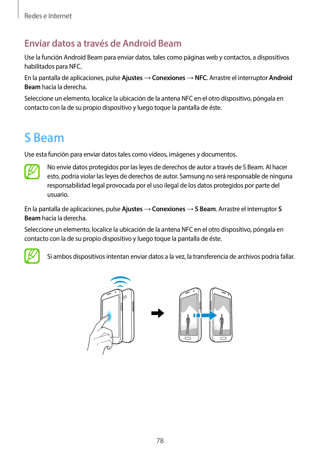 Samsung GT-N7100RWDTPH, GT-N7100RWDDBT, GT-N7100TADDBT, GT-N7100ZBDDBT manual Enviar datos a través de Android Beam 