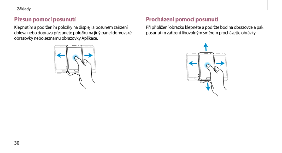 Samsung GT-N7100TADTPL, GT-N7100RWDXEO, GT-N7100TADATO, GT-N7100RWDATO Přesun pomocí posunutí, Procházení pomocí posunutí 