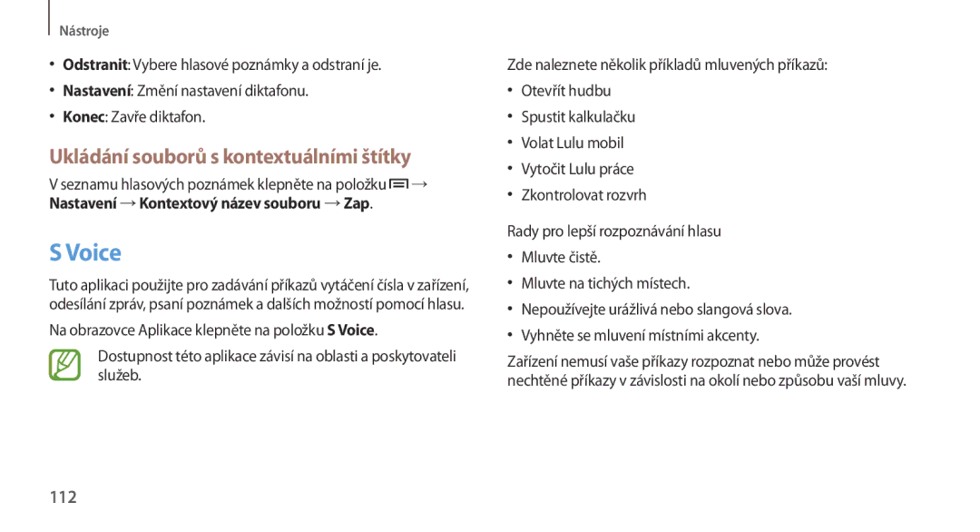 Samsung GT2N7100RWDORX, GT-N7100RWDXEO, GT-N7100TADATO, GT-N7100RWDATO Voice, Ukládání souborů s kontextuálními štítky, 112 