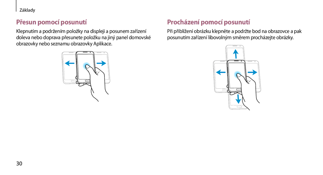 Samsung GT-N7100TADTPL, GT-N7100RWDXEO, GT-N7100TADATO, GT-N7100RWDATO Přesun pomocí posunutí, Procházení pomocí posunutí 