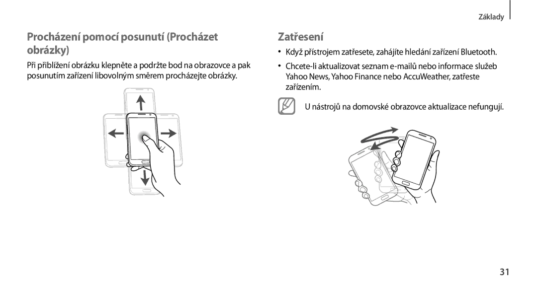 Samsung GT-N7100TADATO, GT-N7100RWDXEO, GT-N7100RWDATO manual Procházení pomocí posunutí Procházet obrázky, Zatřesení 