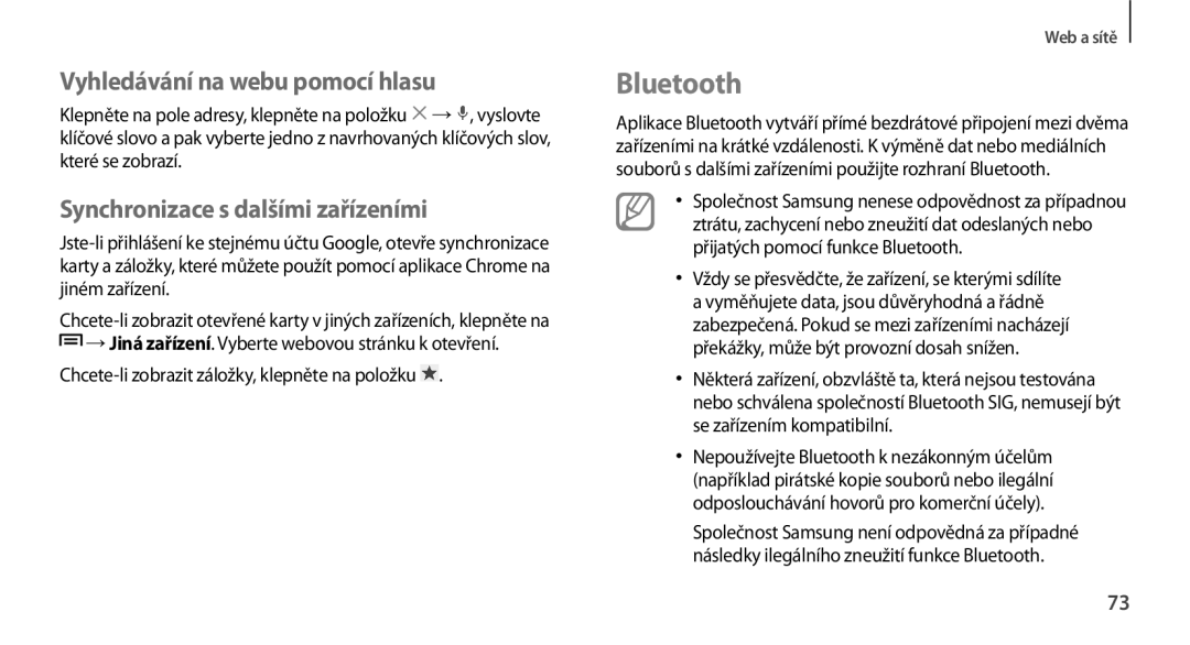 Samsung GT-N7100TAXETL, GT-N7100RWDXEO, GT-N7100TADATO, GT-N7100RWDATO manual Bluetooth, Synchronizace s dalšími zařízeními 