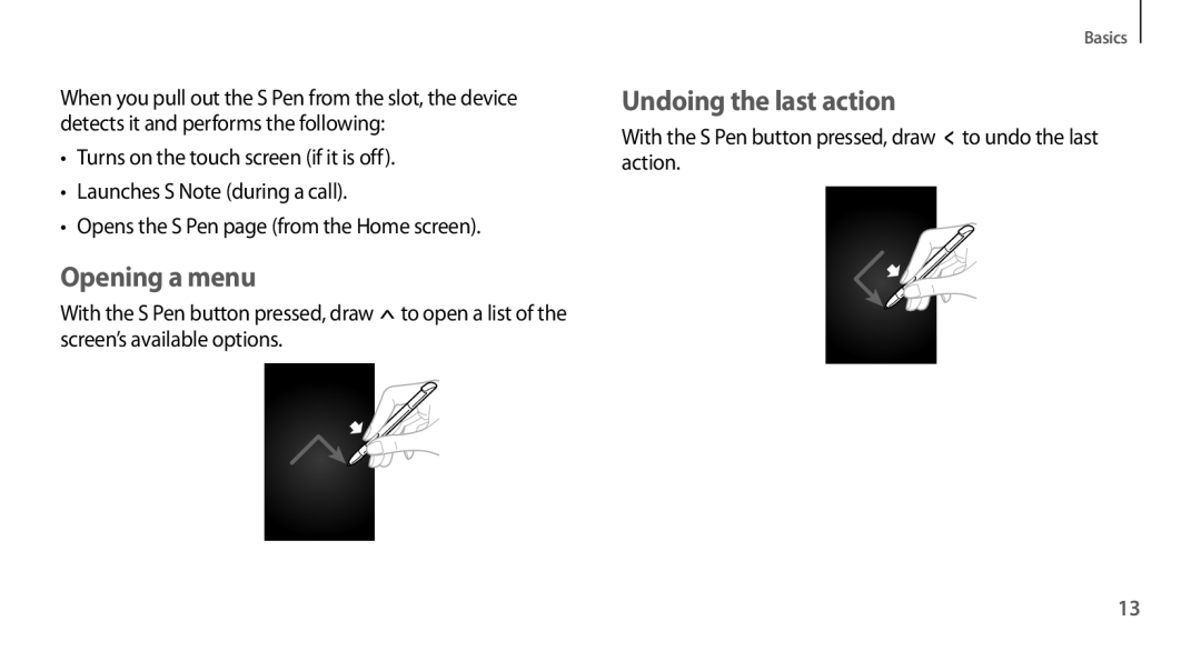 Samsung GT-N7100RWAXSG, GT-N7100RWXJED, GT-N7100ZNDKSA, GT-N7100VSAXSG, GT-N7100VSDXSG, GT-N7100ZBDKSA Undoing the last action 