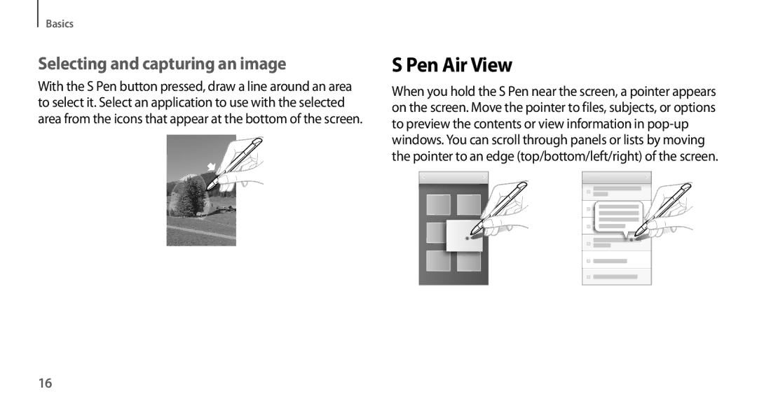 Samsung GT-N7100ZRDKSA, GT-N7100RWXJED, GT-N7100ZNDKSA, GT-N7100VSAXSG manual Pen Air View, Selecting and capturing an image 