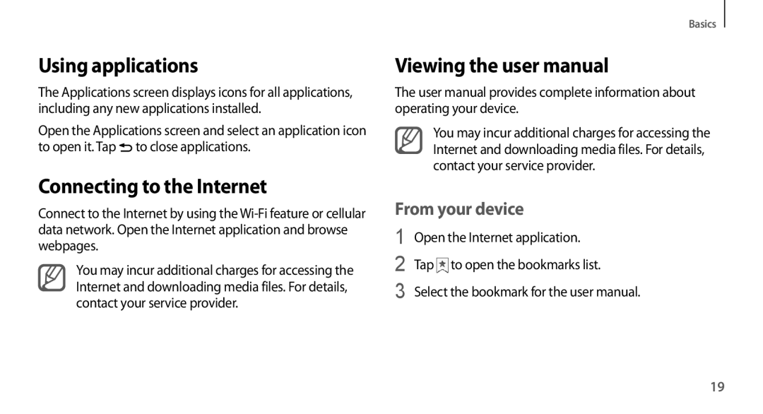 Samsung GT-N7100VSAXSG, GT-N7100RWXJED, GT-N7100ZNDKSA, GT-N7100VSDXSG manual Using applications, Connecting to the Internet 